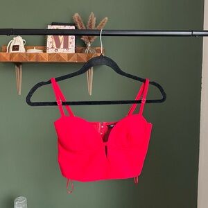 Zara red crop tank bustier party going out top women’s size small